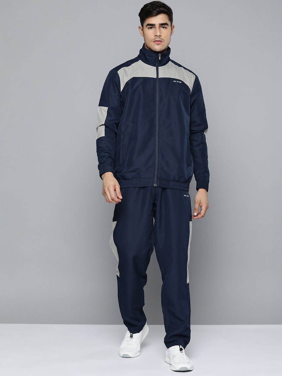 Alcis Men Navy Blue Grey Colourblocked Tracksuit MJKJA21C9432-S