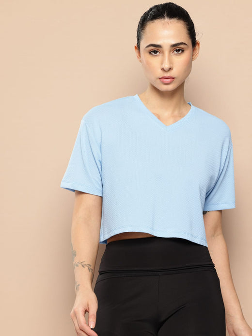 Alcis Women Blue Textura Crop Top