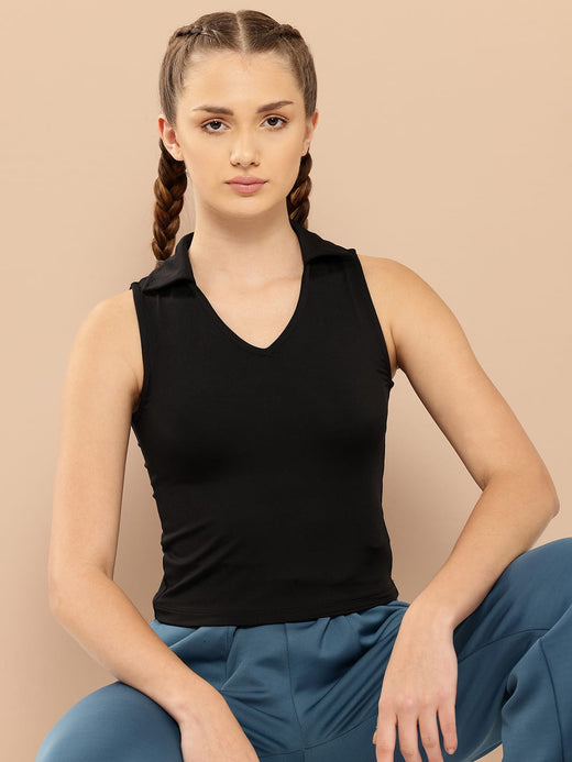 Athletic Allure Black Crop Top