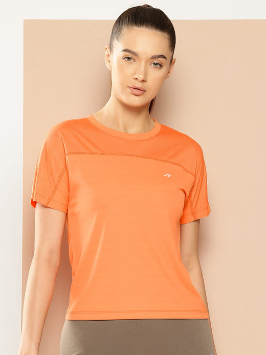 Orange Dry cell Running Crop Tee