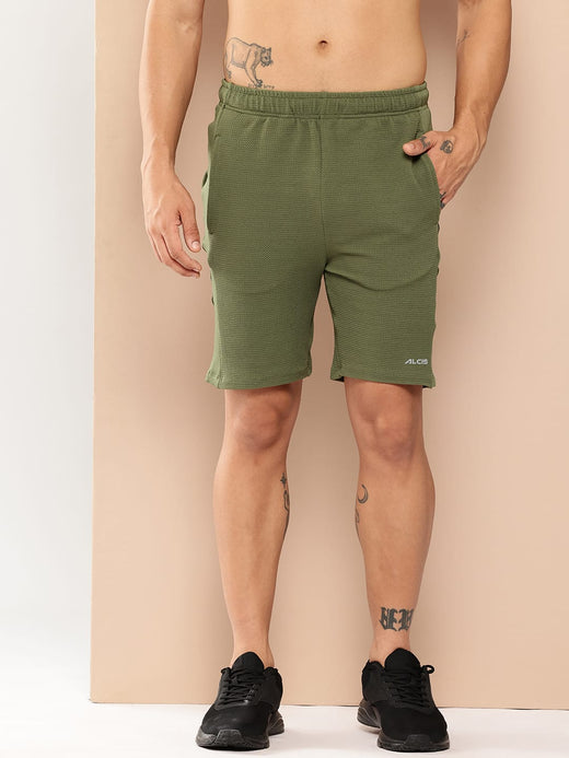 Alcis Men Olive Waffle Shorts
