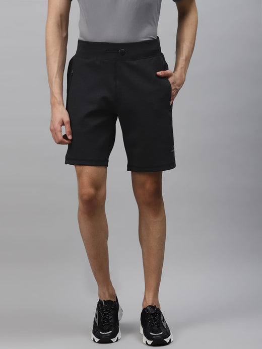 Alcis Men Black Solid Slim Fit Training Shorts-S