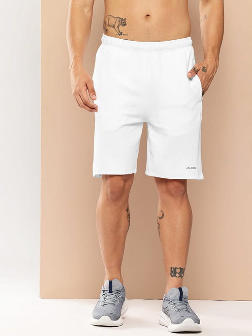 Alcis Men White Waffle Shorts