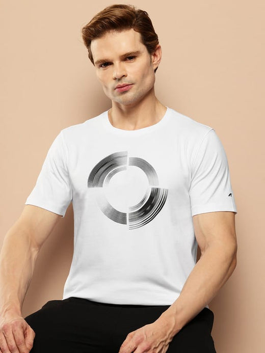 ALCIS MEN WHITE GEOMATRIX GRAPHIC TEE