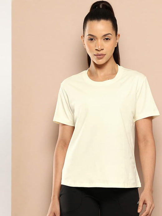 Women Cotton Lycra Tee Off White