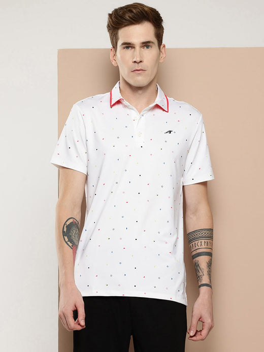 White Printed Golf Polo