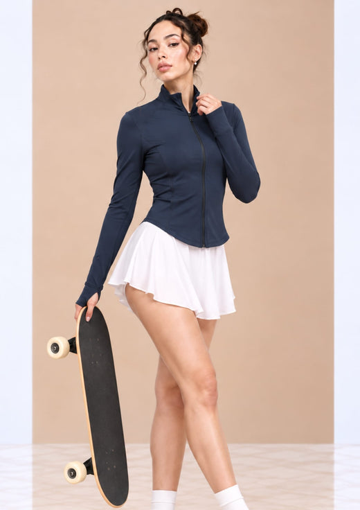 Women Navy Slim Fit Athleisure Jacket