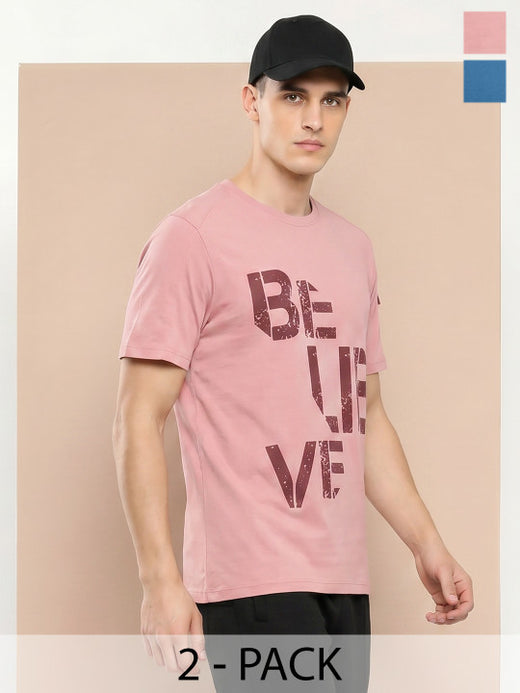 Alcis Men’s Pack of 2 Rosette Chest Printed Tees