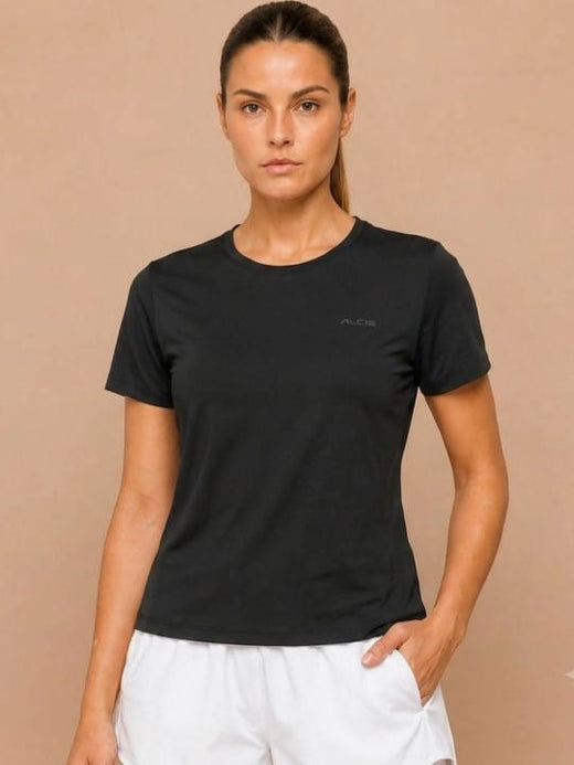 Black Cotton Lycra Tee