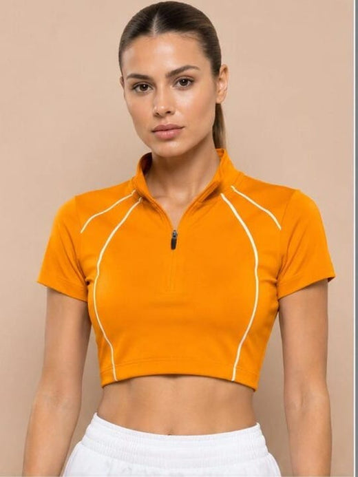 Orange Dened Line Crop Top