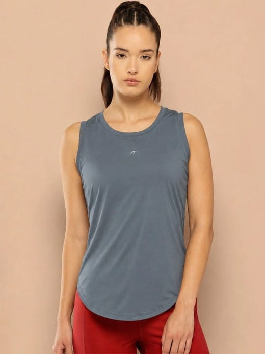 Women Grey Round -Neck EGY Intensi Fit Tank