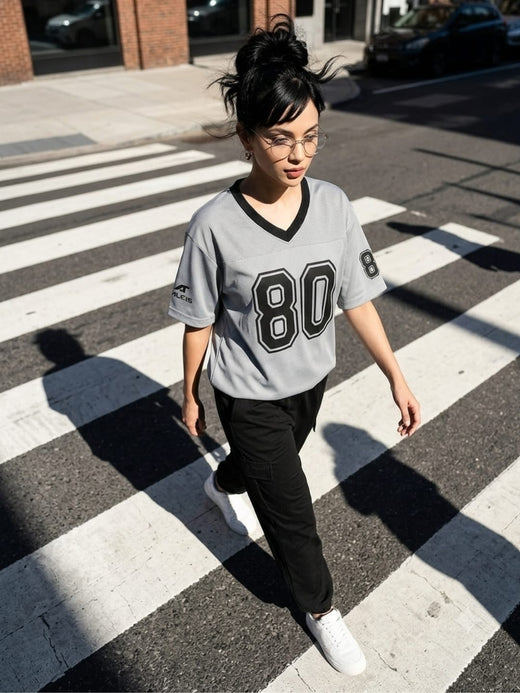 GREY VARSITY LEAGUE FIT OVERSIZED TEE