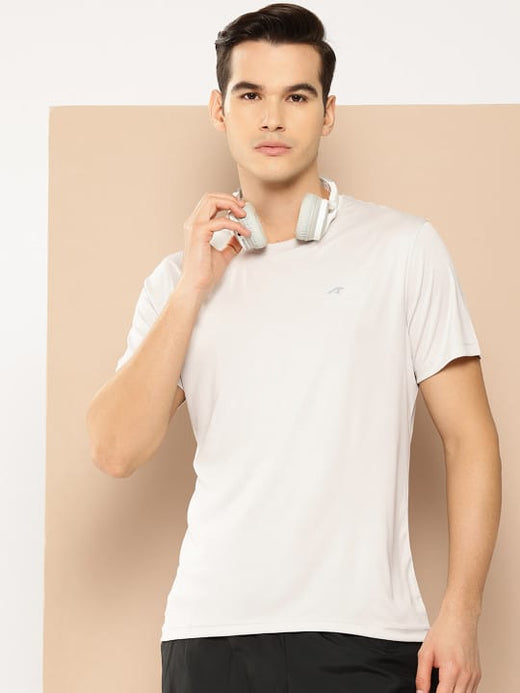 Alcis Men Light Grey Anti-Static Soft-Touch Slim-Fit Sports for All Round Neck Wonder T-Shirt