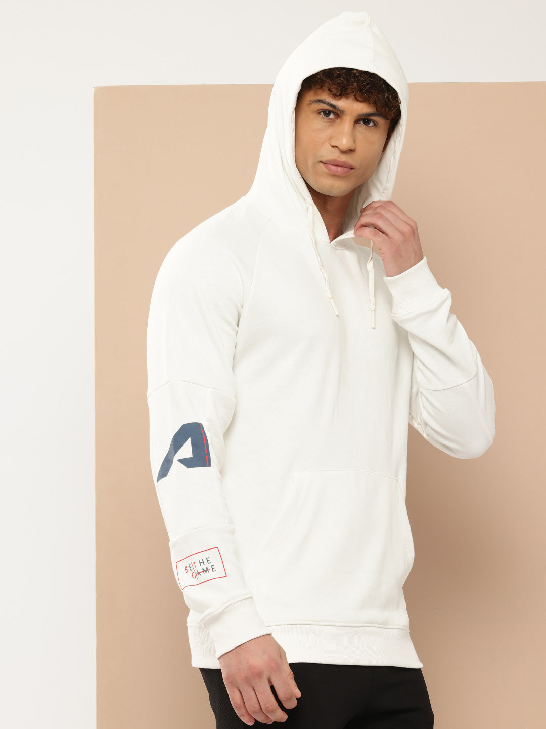 Alcis Men White Hooded Sweatshirt