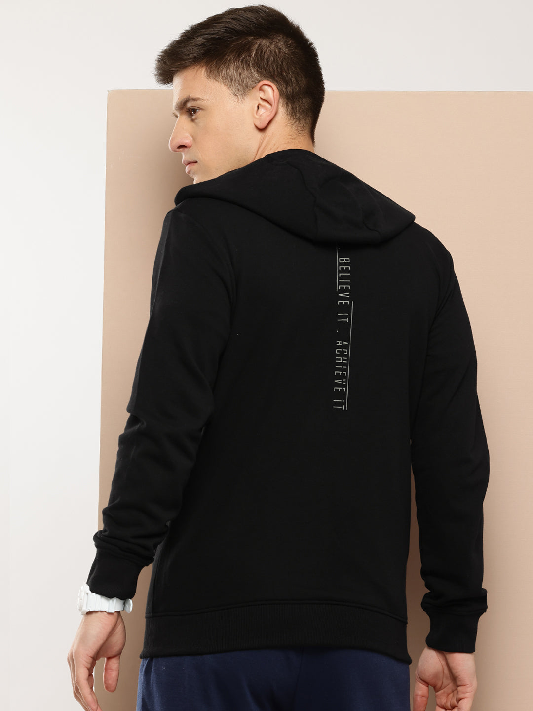 Alcis Men Black Hooded Sweatshirt