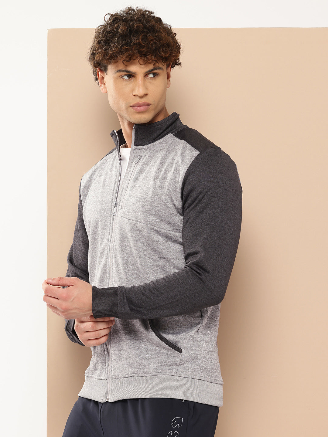 Alcis Men Grey Black Colourblocked Running Bomber Jacket