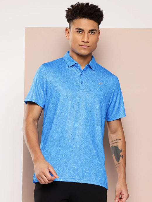 Alcis Men Blue Printed Polo Collar Golf T-Shirt