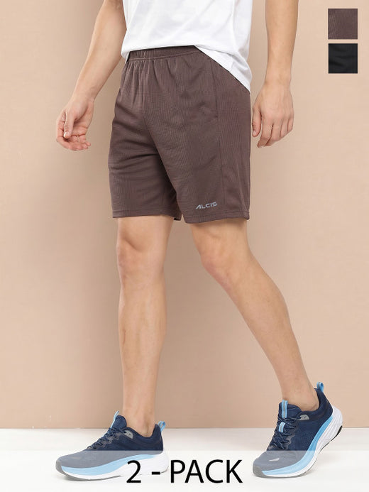 Black /Coffee Bean Waffle Shorts Pack of 2