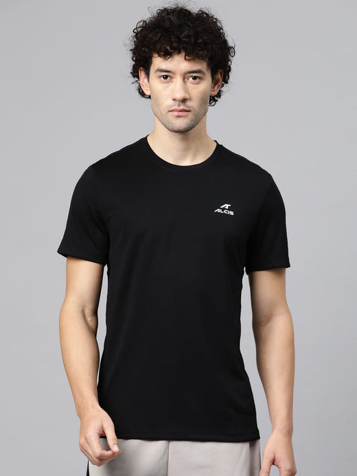 Alcis Men Anti Static Black Slim Fit T-shirt