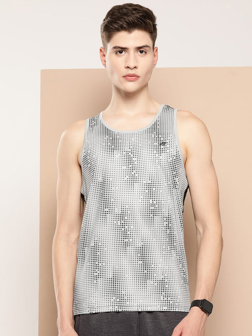 Alcis Men Grey Printed Dry Tech Slim Fit Vest