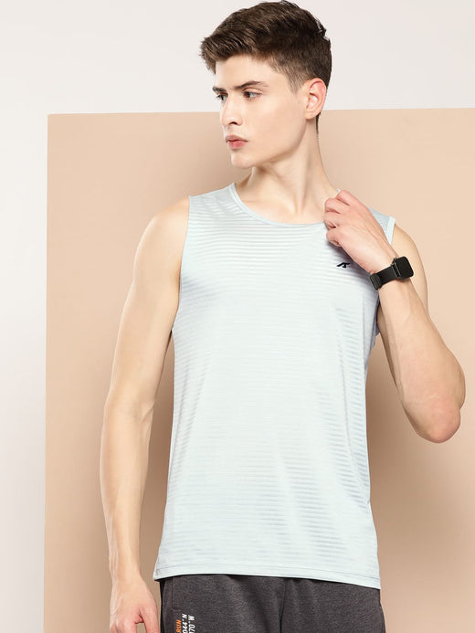 Alcis Men Blue Typography Printed Dry Tech Slim Fit Vest