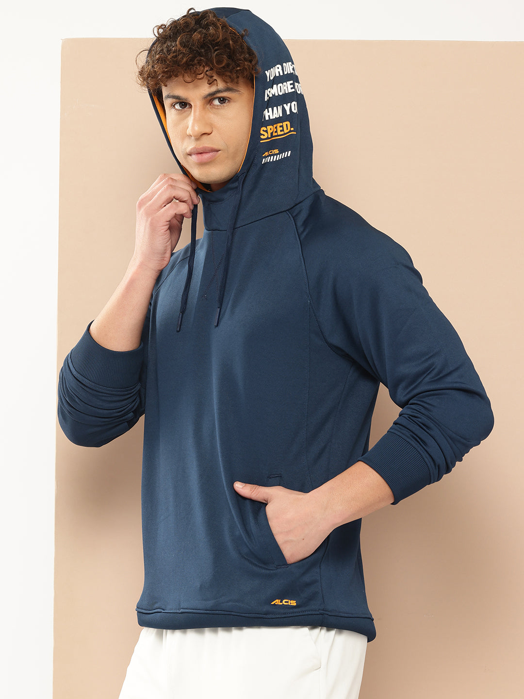 Alcis Men Navy Blue Hooded Sweatshirt