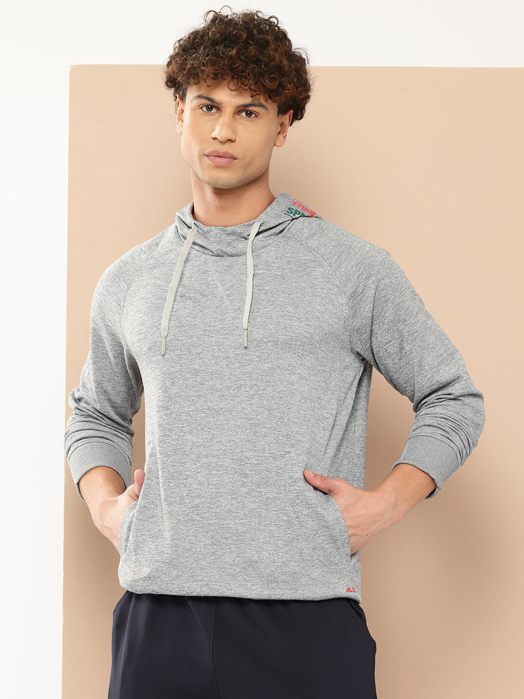 Alcis Men Grey Printed Hooded Sweatshirt