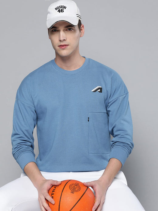 Alcis Men Blue Solid Sweatshirt