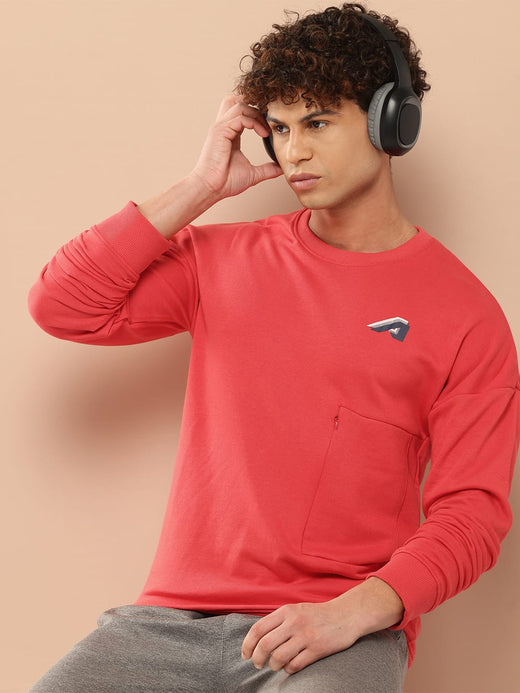 Alcis Men Red Solid Sweatshirt