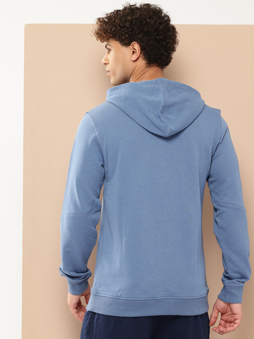 Alcis Men Blue Solid Hooded Sweatshirt