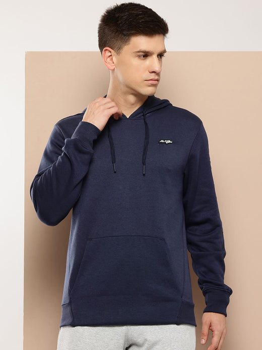 Alcis Men Navy Typography Printed Hooded Sweatshirt
