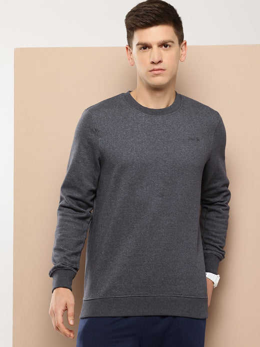 Alcis Men Solid Grey Pullover Sweatshirt