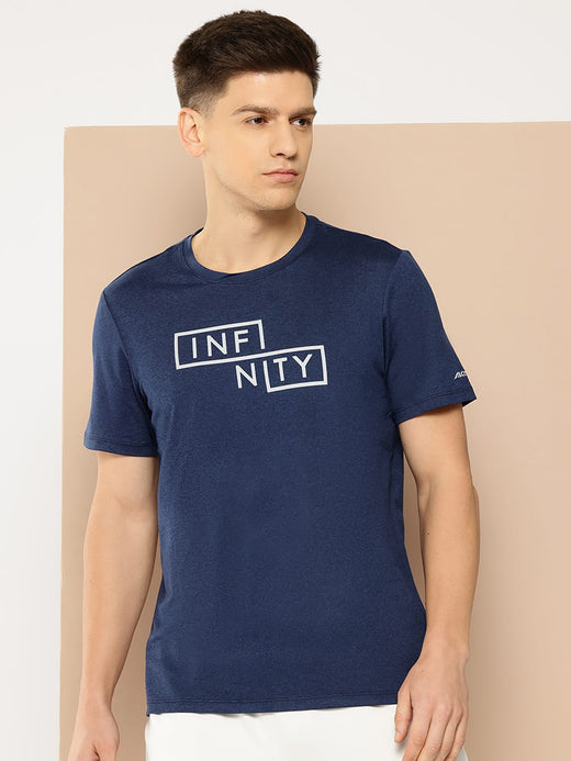 Alcis Men's Printed Blue & Black Anti-Static Drytech+ Slim-Fit Training Tee
