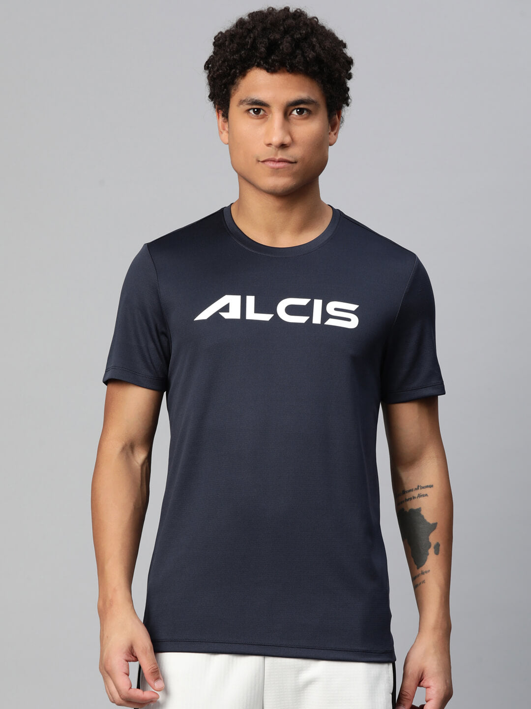 Alcis Men Brand Logo Printed Anti Static Slim Fit T-shirt