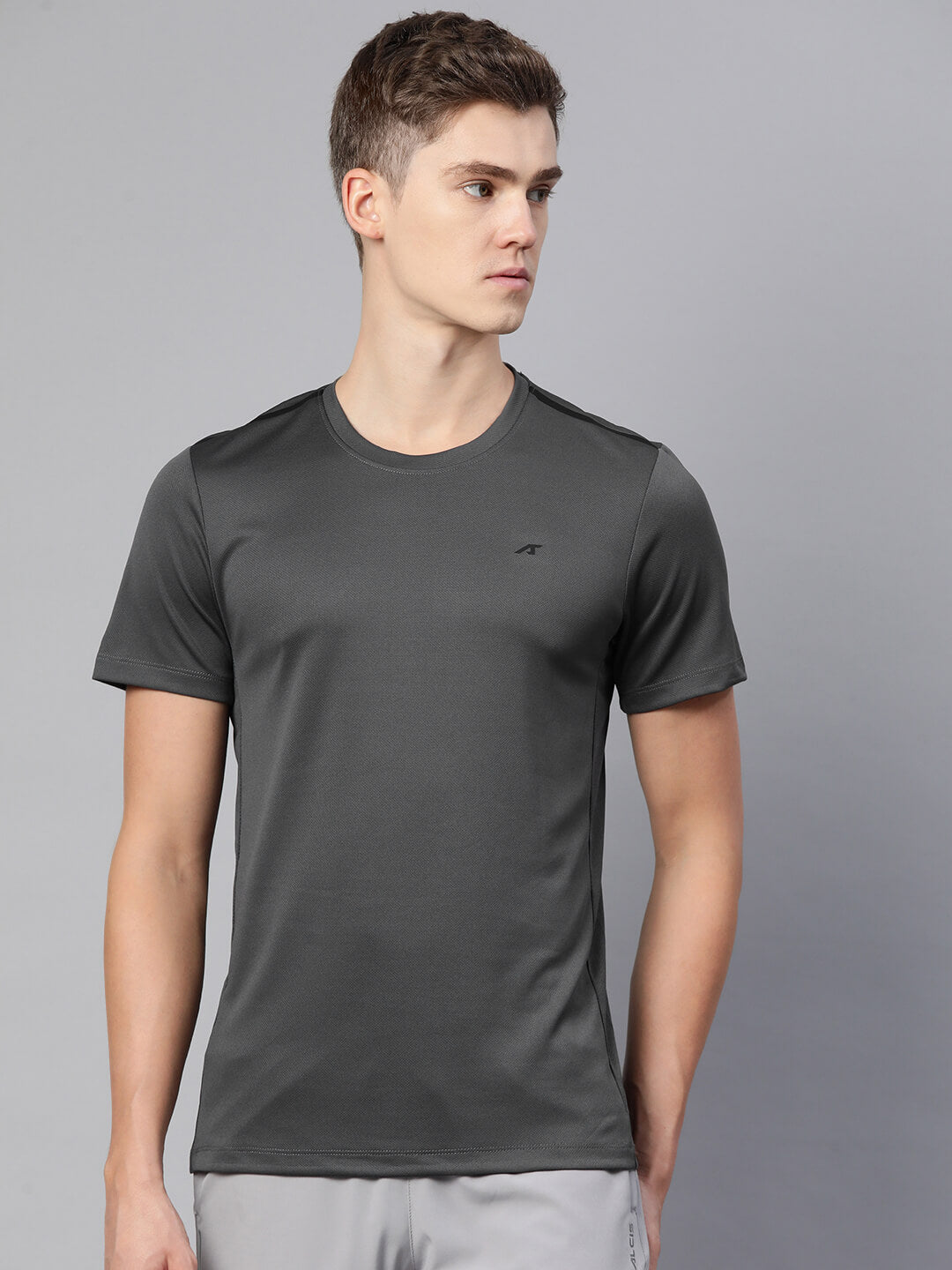 Alcis Men Grey Dry Tech Slim Fit T-shirt