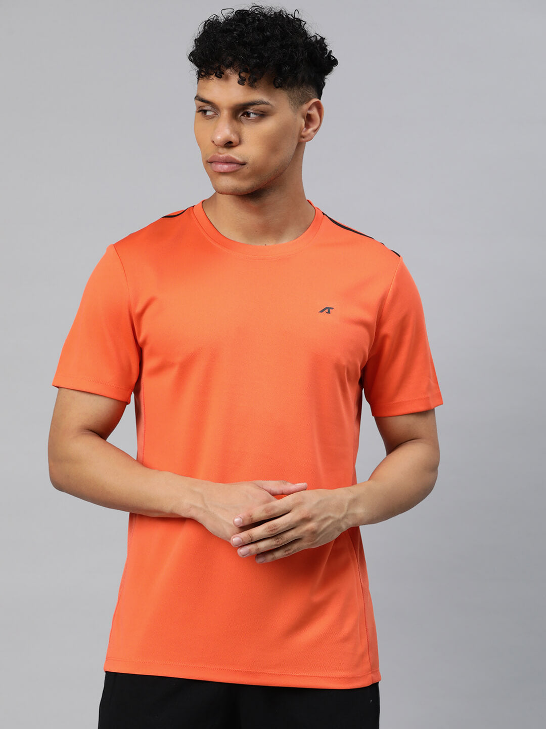 Alcis Men Orange Anti Static Slim Fit T-shirt