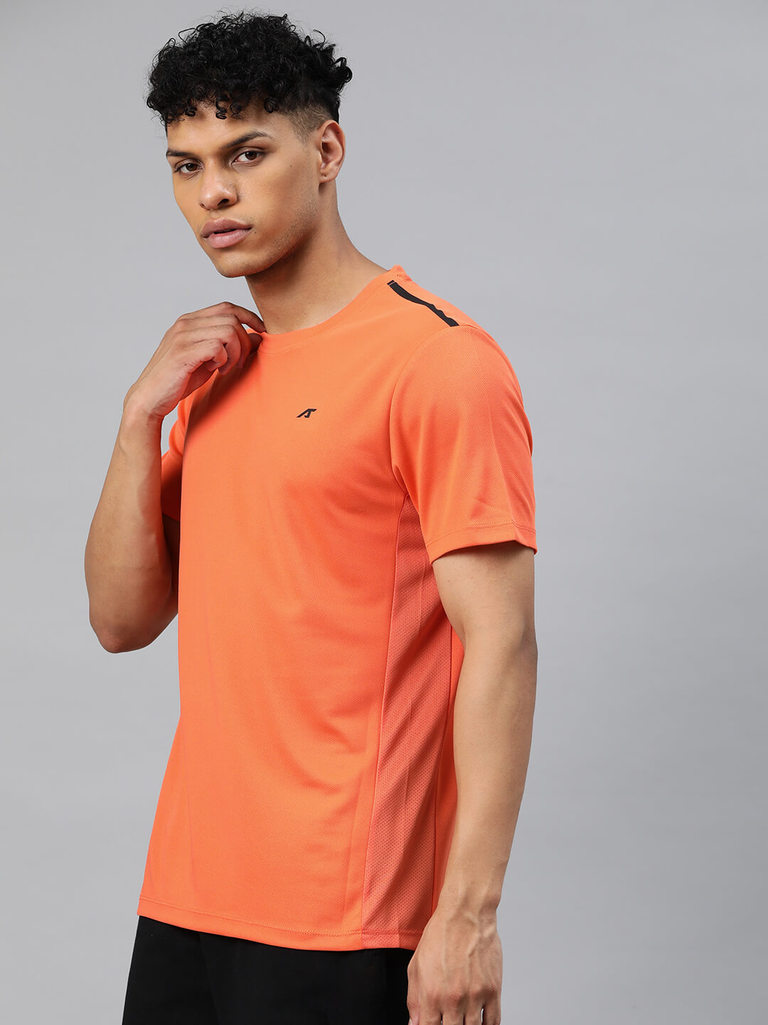 Alcis Men Orange Anti Static Slim Fit T-shirt