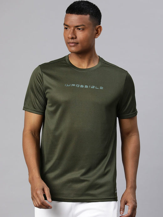 Alcis Men Typography Printed Dry Tech Slim Fit Sports T-shirt