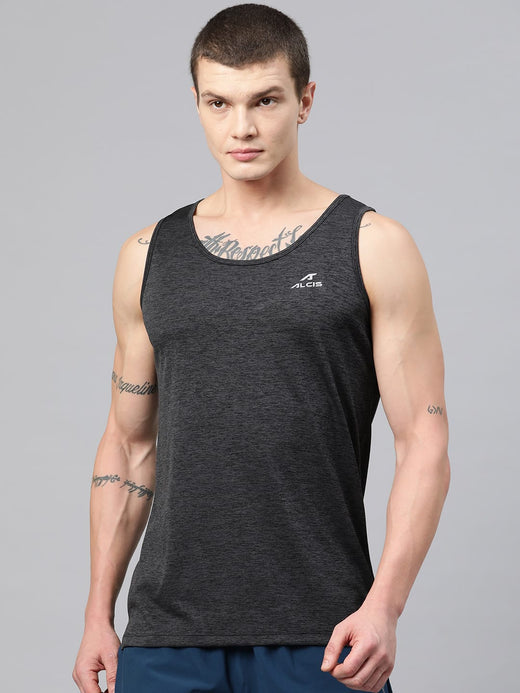 Alcis Men Brand Logo Printed Anti Static Slim Fit Singlet
