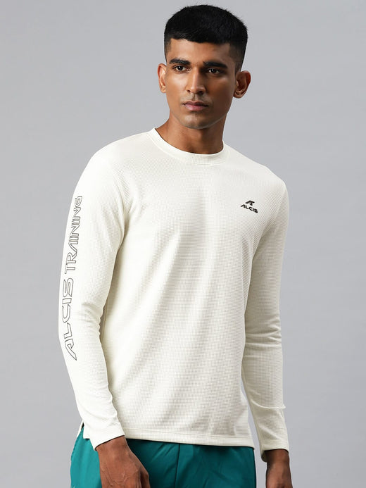 Alcis Men Typography Printed Dry Tech Slim Fit Sports T-shirt