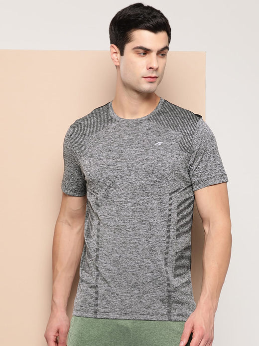 Alcis Men Grey Colourblocked Slim Fit T-shirt
