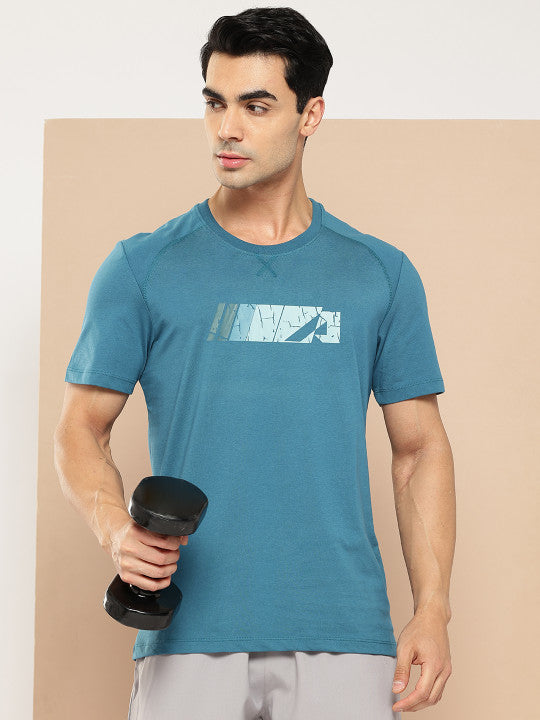 Alcis Men Ink Blue Chest Printed Tee
