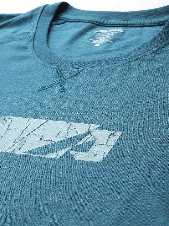 Alcis Men Ink Blue Chest Printed Tee