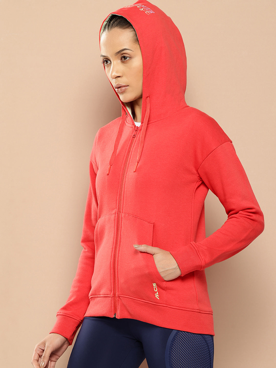 Alcis Women Red Hooded Sweatshirt