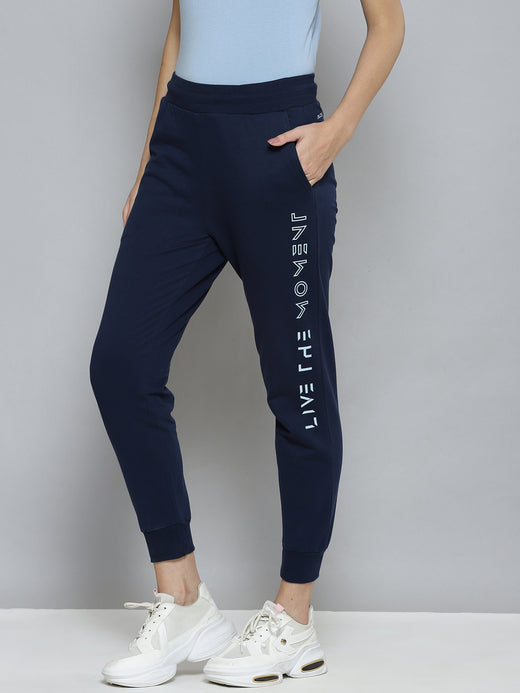 Alcis Women Navy Blue Slim Fit Cropped Running Joggers