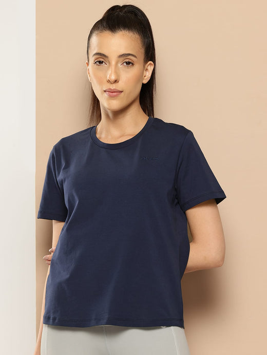 Women Cotton Lycra Tee Navy