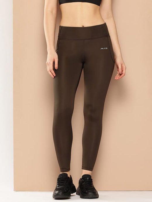 Alcis Women Brown Solid Tights