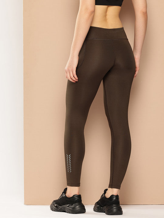 Alcis Women Brown Solid Tights