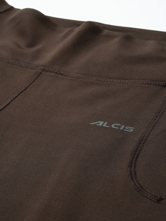 Alcis Women Brown Solid Tights