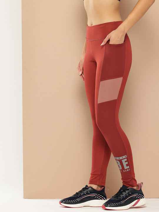 Alcis Women Maroon and Rose Pannelled Tights